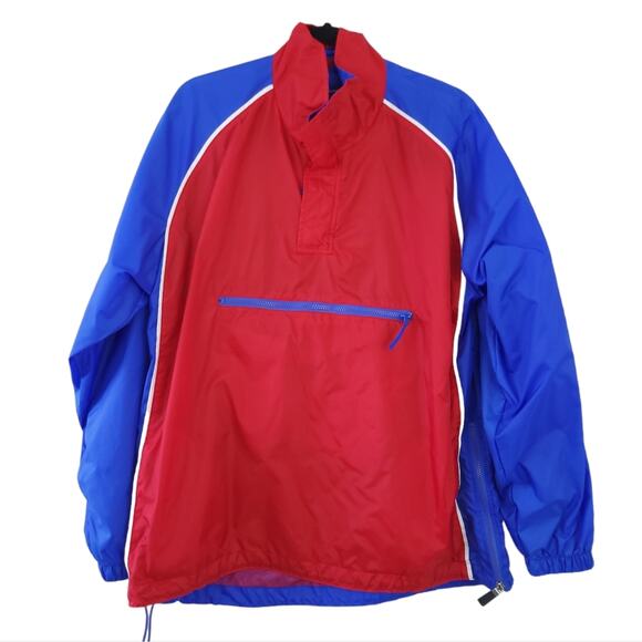 Holloway Windbreaker Medium Men Red Blue Nylon Colorblock Spring Jacket Pullover - Picture 1 of 5